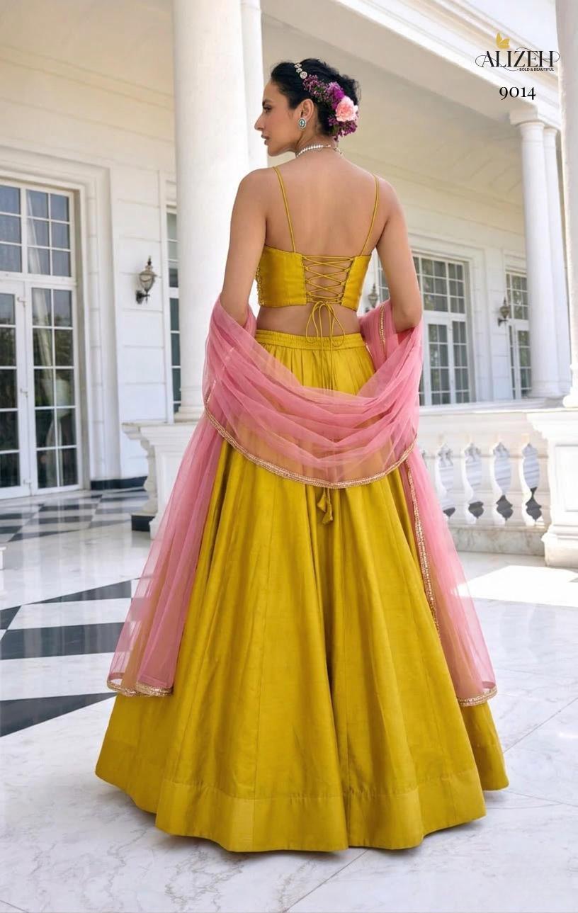 Alizeh 9014 To 9016 Vichitra Silk Bridal lehengha choli wholesalers in Hyderabad